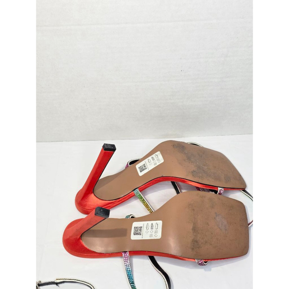 ASOS DESIGN Wide Fit Nectar Embellished Barely There Heeled Sandals Orange 11US - Picture 6 of 7